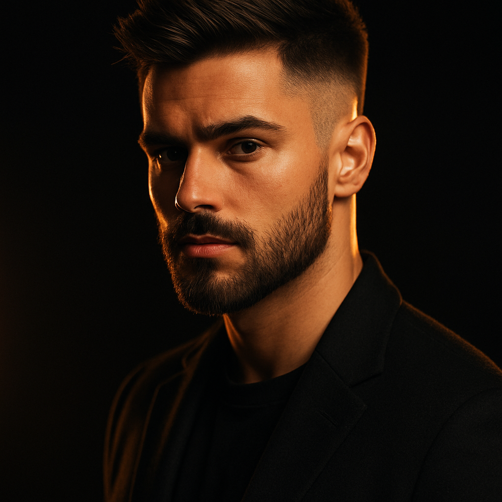 Cliente con corte y barba terminados
